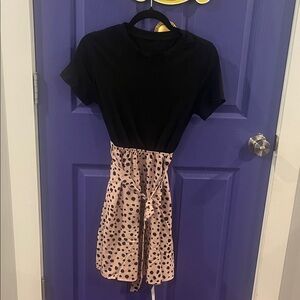 Cupshe Black and Pink Polka Dot Midi Dress